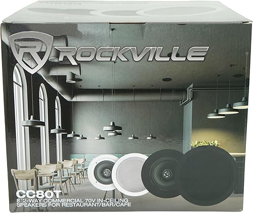Miniatura 7 de Rockville Amplificador de fuente múltiple de matriz de 4 zonas+20 altavoces de techo blancos de 8 "70v