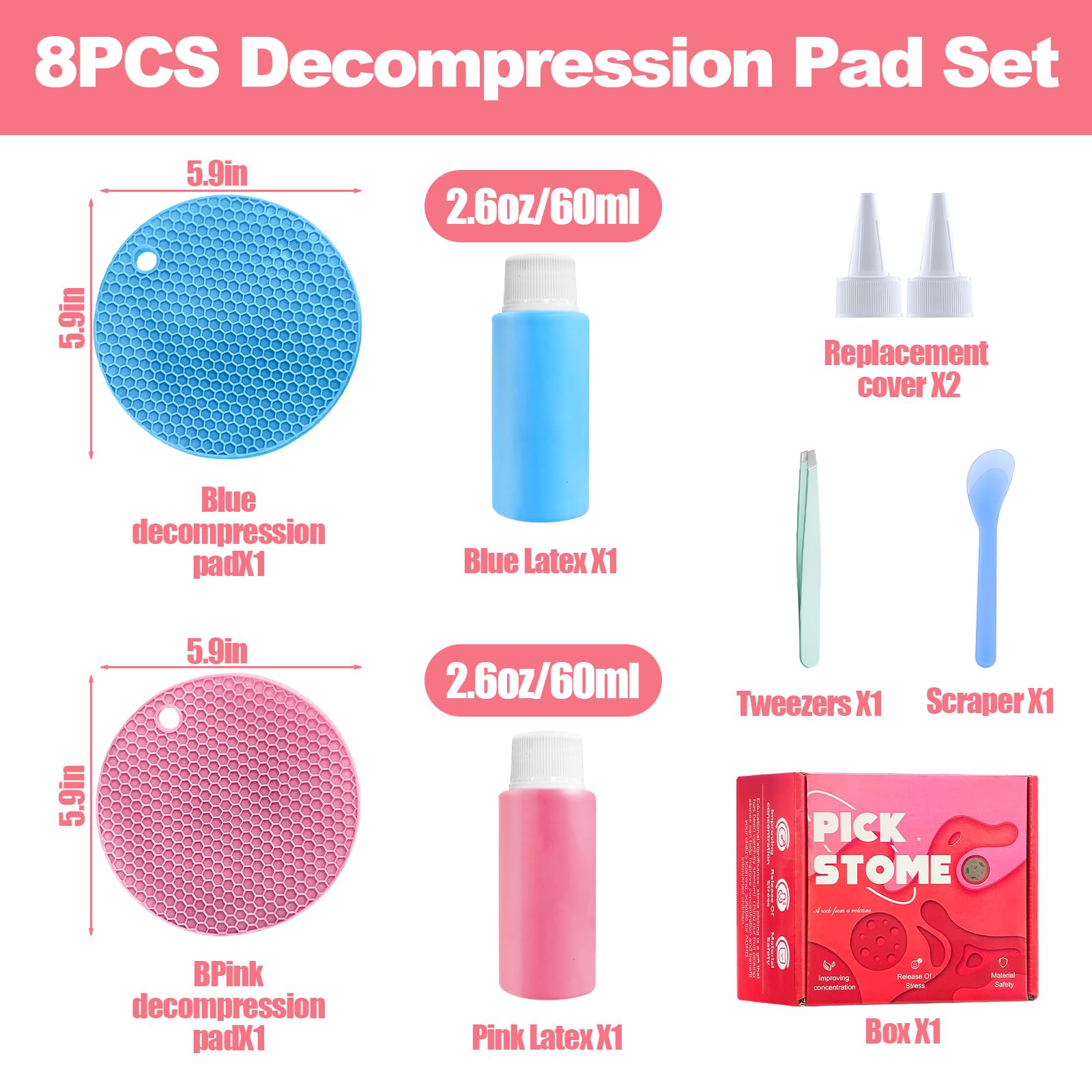 8Pcs Picky Fidget Pads Kit for Anxiety Relief Skin Picking Fidget Toys, Reusable Silicone Sensory Picking Pad - Image 2