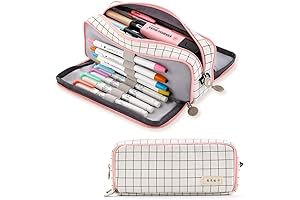 angoObaby Preppy Patch Pencil Case: Canvas Pencil Pouch for School & Office