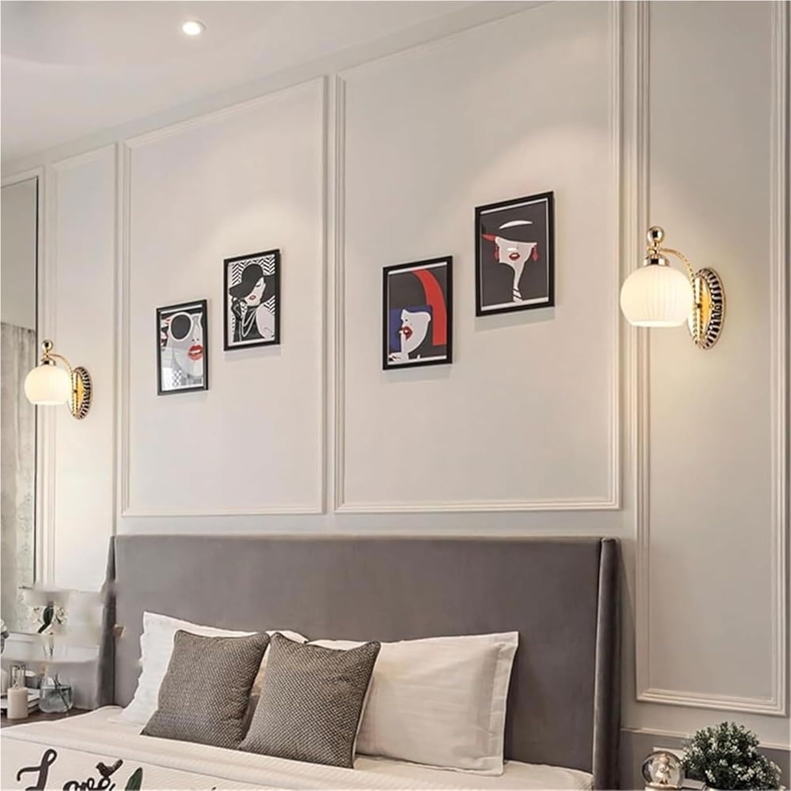 Aplique de Pared Moderno de Vidrio Blanco, lámpara de Pared con Cable para Uso Interior, mesita de Noche, habitación de Hotel, vestidor, iluminación de Pared contemporánea para Dormitorio y