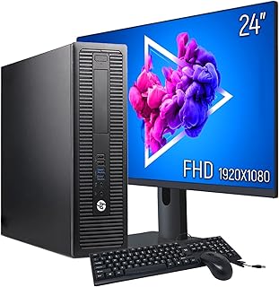 HP EliteDesk Desktop PC Computer | Intel Quad-Core i5 | 32GB RAM | 1000GB (1TB) SSD | 24 Inch LED Monitor (1080p HDMI) | Keyboard and Mouse | WiFi + Bluetooth | Windows 10 (Renewed)