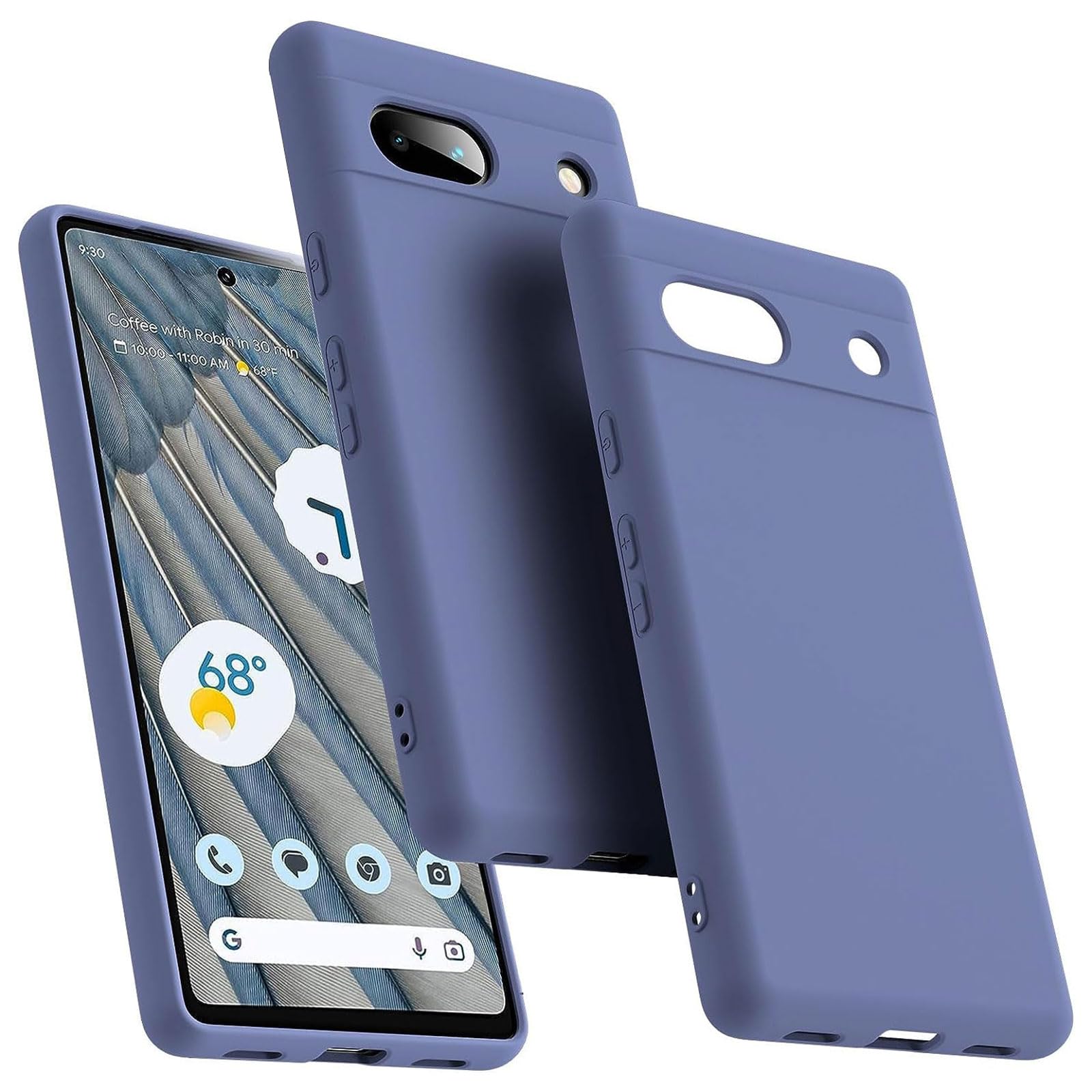 STBYSP for Google Pixel 7a Silicone Phone Case, Slim Liquid Silicone Shockproof Protective Thin Phone Cover for Women/Men - Lavender Grey