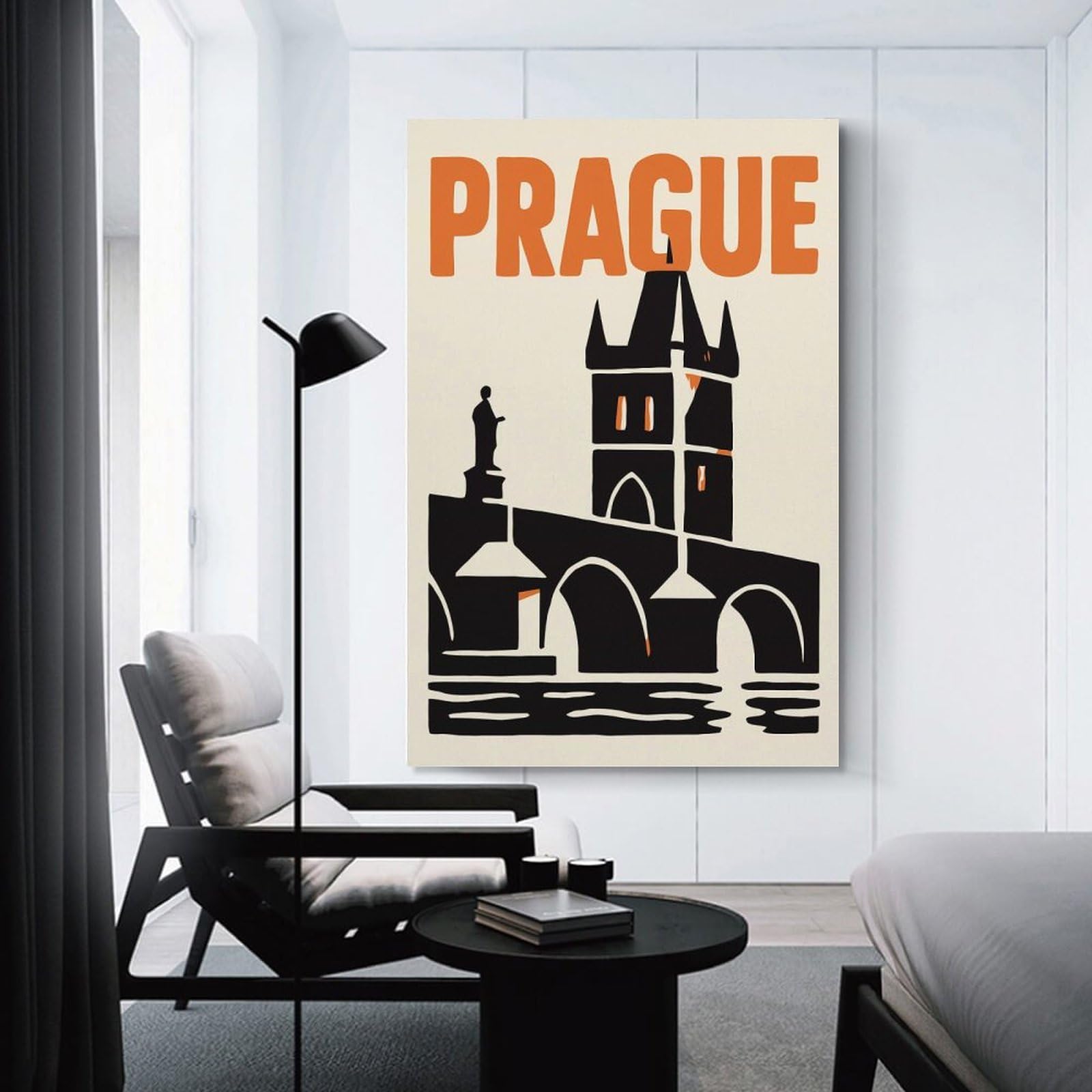 Junmoney Prague Travel Canvas Wall Decor, 24x36inch(60x90cm), for Apartment Walls, Studios Or Work Areas, Decorative Canvas Decor for Home Updates