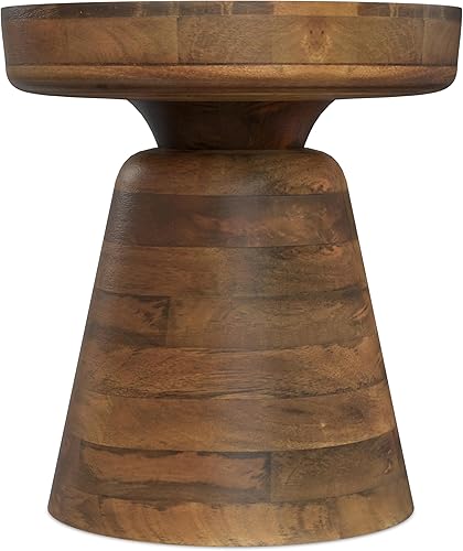 Miniatura 5 de SIMPLIHOME Robbie - Mesa decorativa redonda de madera maciza de mango de 16 pulgadas de ancho, contemporánea en marrón nogal, totalmente montada,