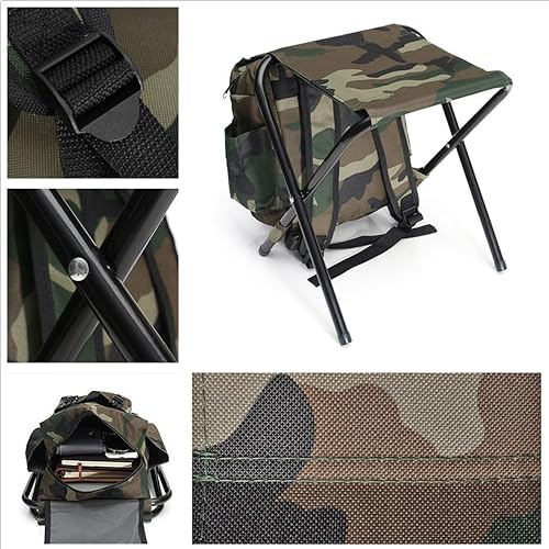 Miniatura 7 de UNISTRENGH Silla plegable de camping con bolsa de picnic aislada para exteriores, interiores, pesca, viajes, playa, barbacoa (camuflaje)