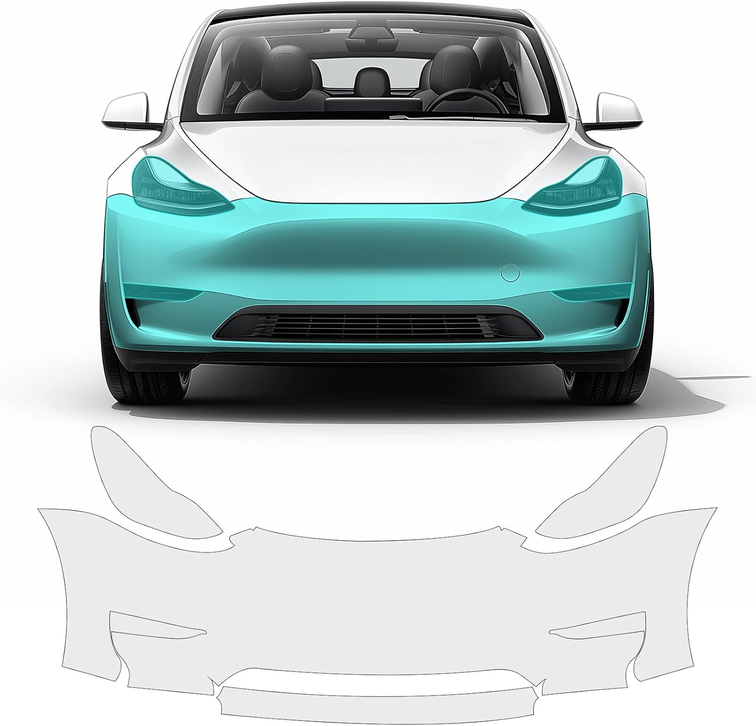 for Tesla Model Y 2020-2024 TPU PPF HD Clear Paint Protective Film Custom Fit Anti Scratch Self Healing Shield Guard with Install Kit Tesla Finishing Accessories for Bumper Headlight 6Pcs