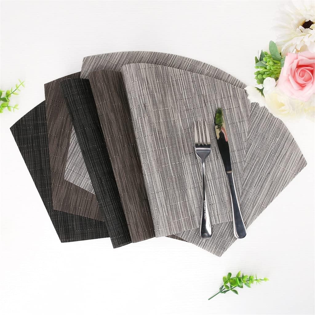 4/8Pcs Fan Shaped PVC Washable Placemats for Dining Table Mat Non-Slip Placemat Set in Kitchen Accessories (Color : Gray Size : 8Pcs) (Coffee 8Pcs)