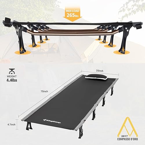 Miniatura 2 de KingCamp Catre de campamento, plegable, portátil, resistente, ultraligera, para adultos, tienda de campaña, senderismo, mochilero, montañismo,