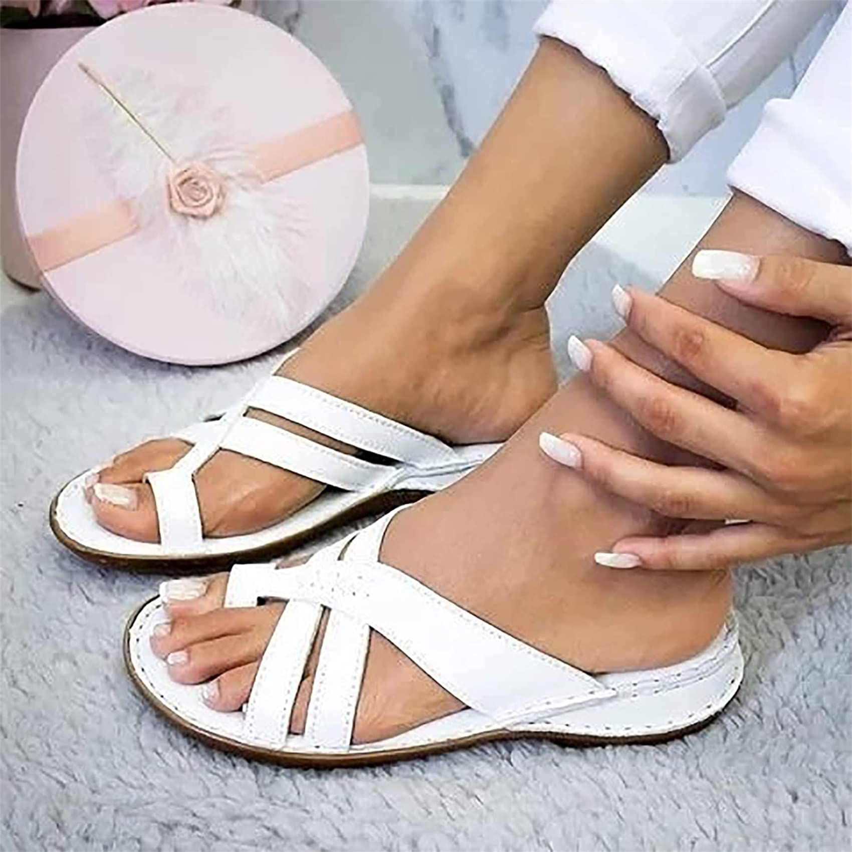 BBPM Sandalen voor dames, zomer, comfortabel, platte zool