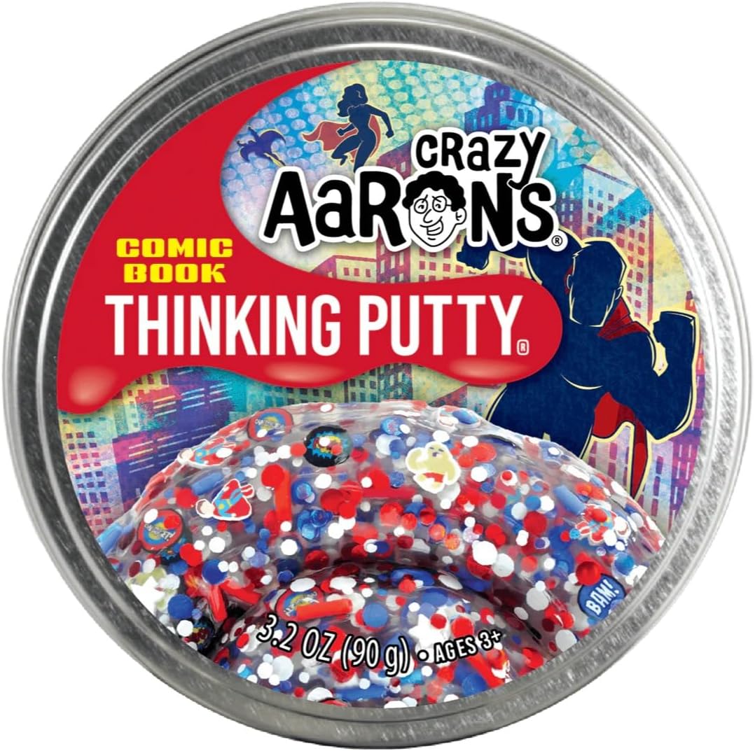 Crazy Aaron's Thinking Putty® - Comic Book - Multi-Color Sensory Putty for Kids and Grown ups in a 4" Tin - Creative and Endless Fun, Stress Relief Therapy Toys, Never Dries Out - Made in USA