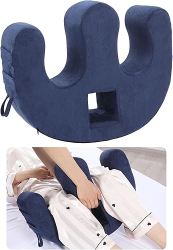 MABOZOO Dispositivo de giro para pacientes con orificio para mango, almohada de terciopelo en forma de U, almohada de lactancia postrada en cama,