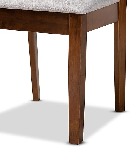 Miniatura 7 de Baxton Studio Caron - Juego de sillas de comedor (2 piezas, tela gris tapizada con madera con acabado marrón nogal)