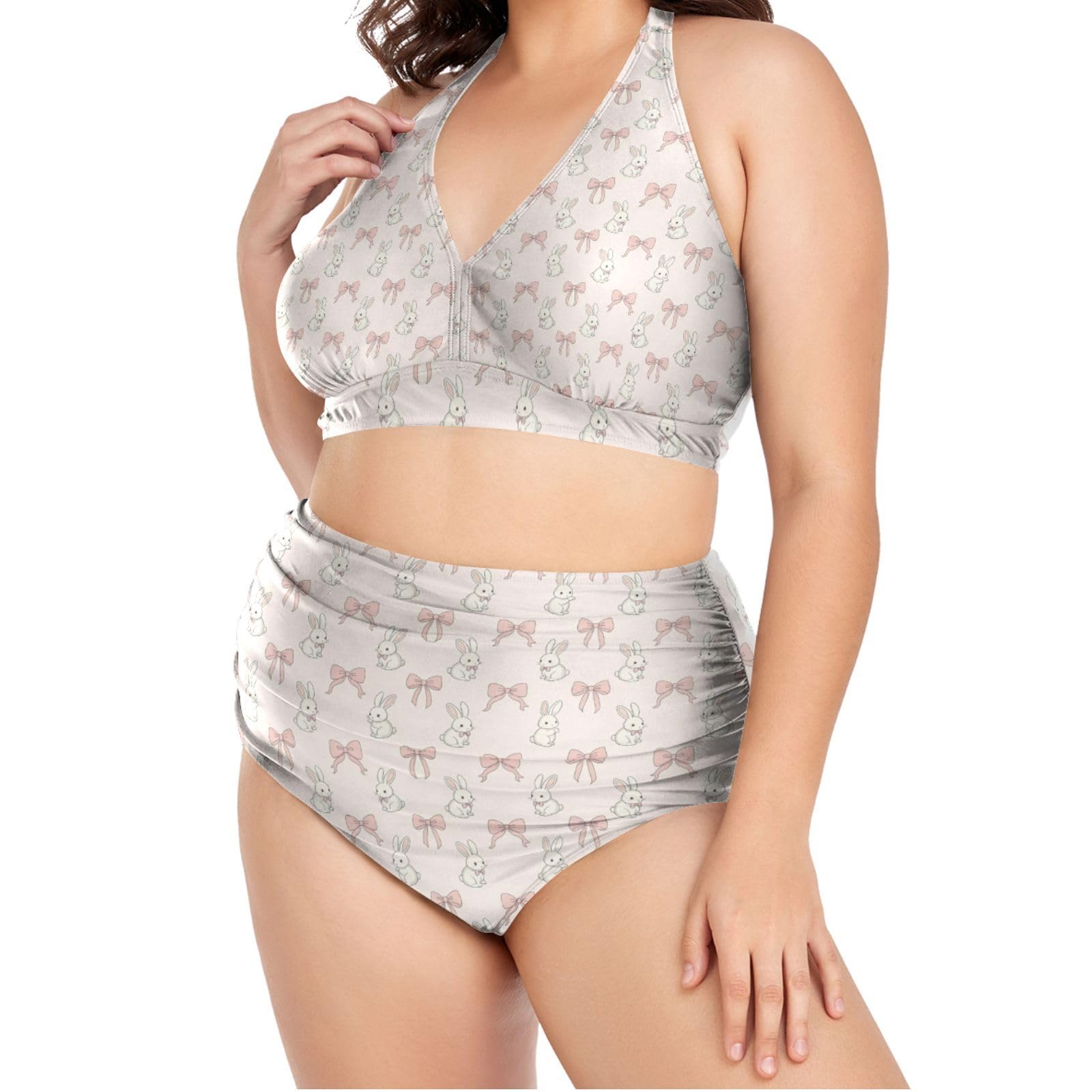 FRODOTGV Curvy - Costume da bagno a due pezzi da donna, taglia L-4XL