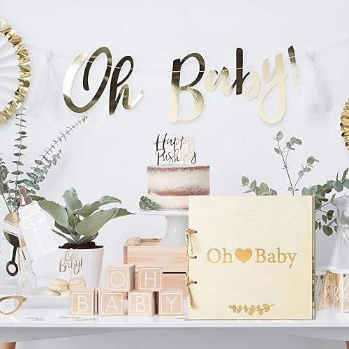 Miniatura 7 de QIMGIC Libro de invitados de madera para baby shower para niño y niña, libro de invitados rústico para baby shower, alternativas de libro de