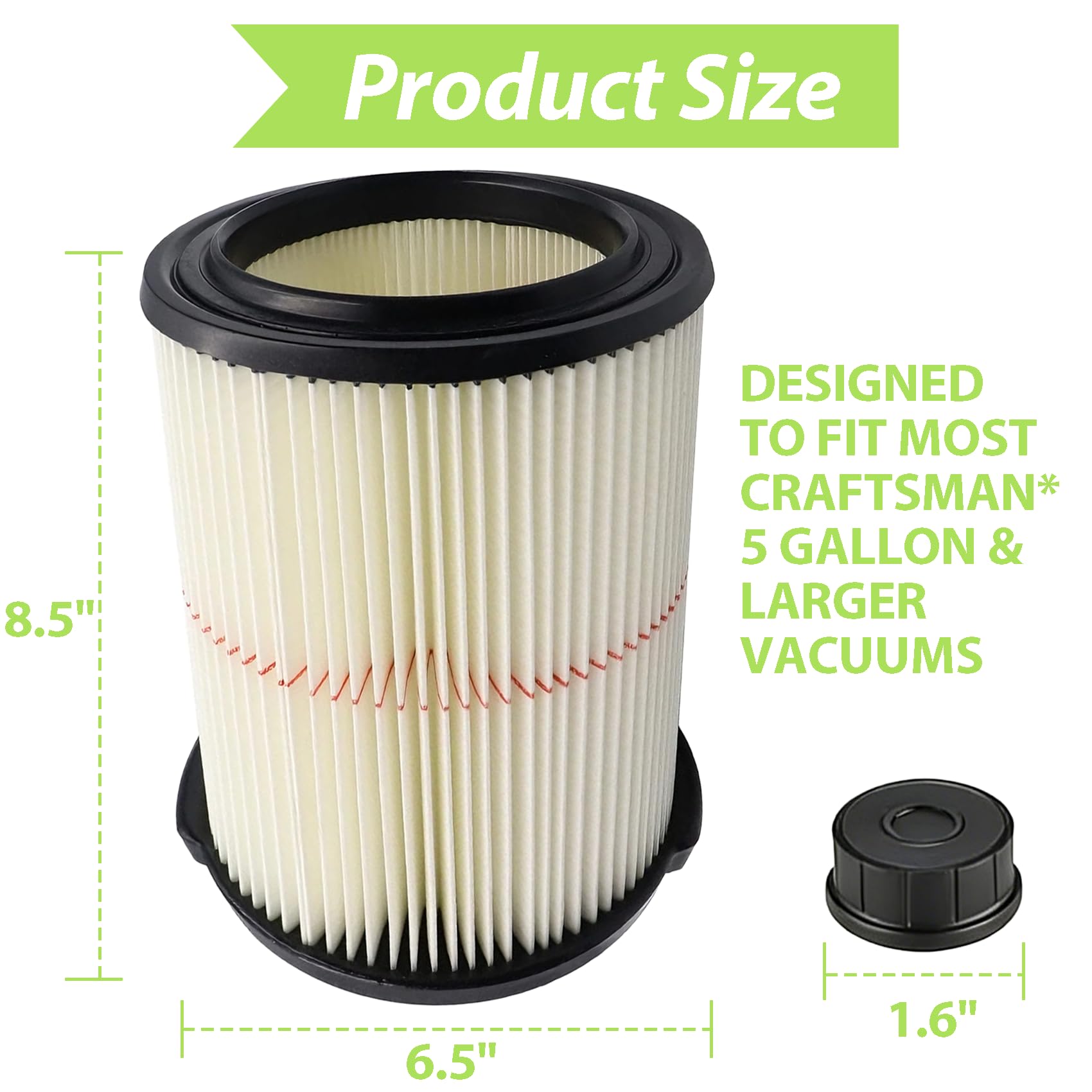Cartucho Filtro Aspiradora Industrial Cartucho De Filtro Para Aspiradora Shop-Vac De 12 Galones - Recambio Para Mantener La Succión Óptima Repuesto Filtro Aspiradora Shopvac