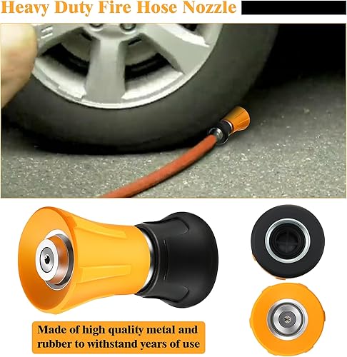 Miniatura 6 de Enhon Boquilla de manguera de jardín, boquilla de manguera de estilo bombero resistente, rociador de agua de jardín ajustable, varita de riego con