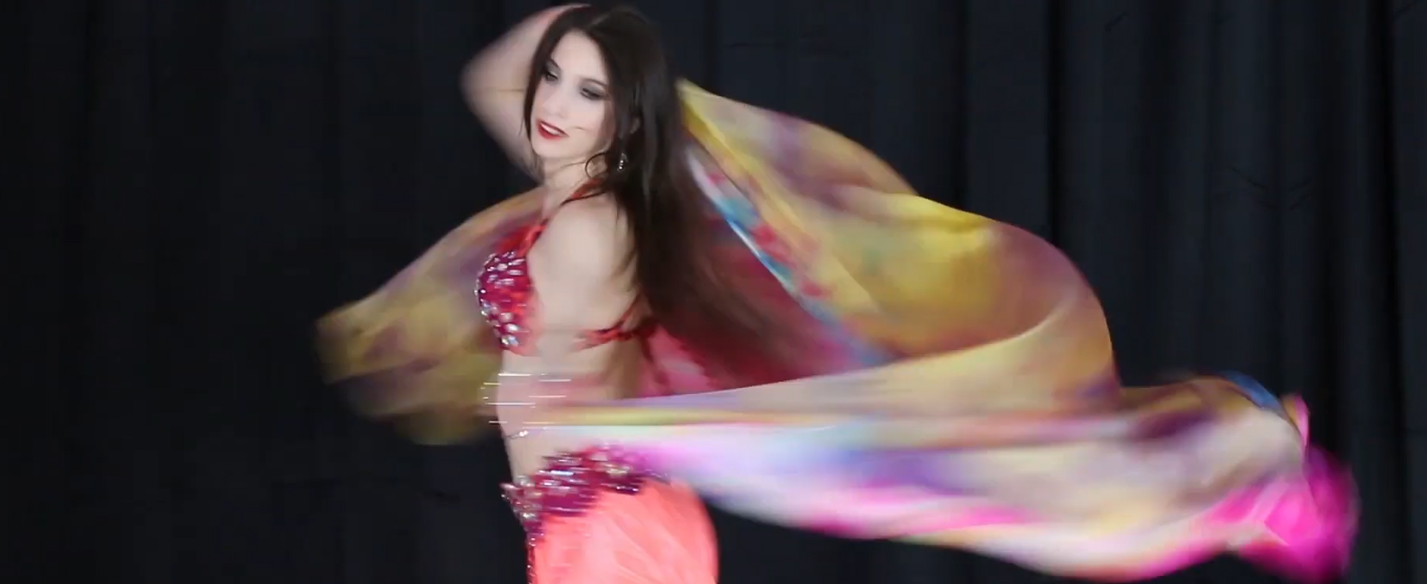 Velo In Seta Per Danza Del Ventre 270x135 Cm - Traslucido, Colorato A Mano, Con Orli Professionali - Foto 4