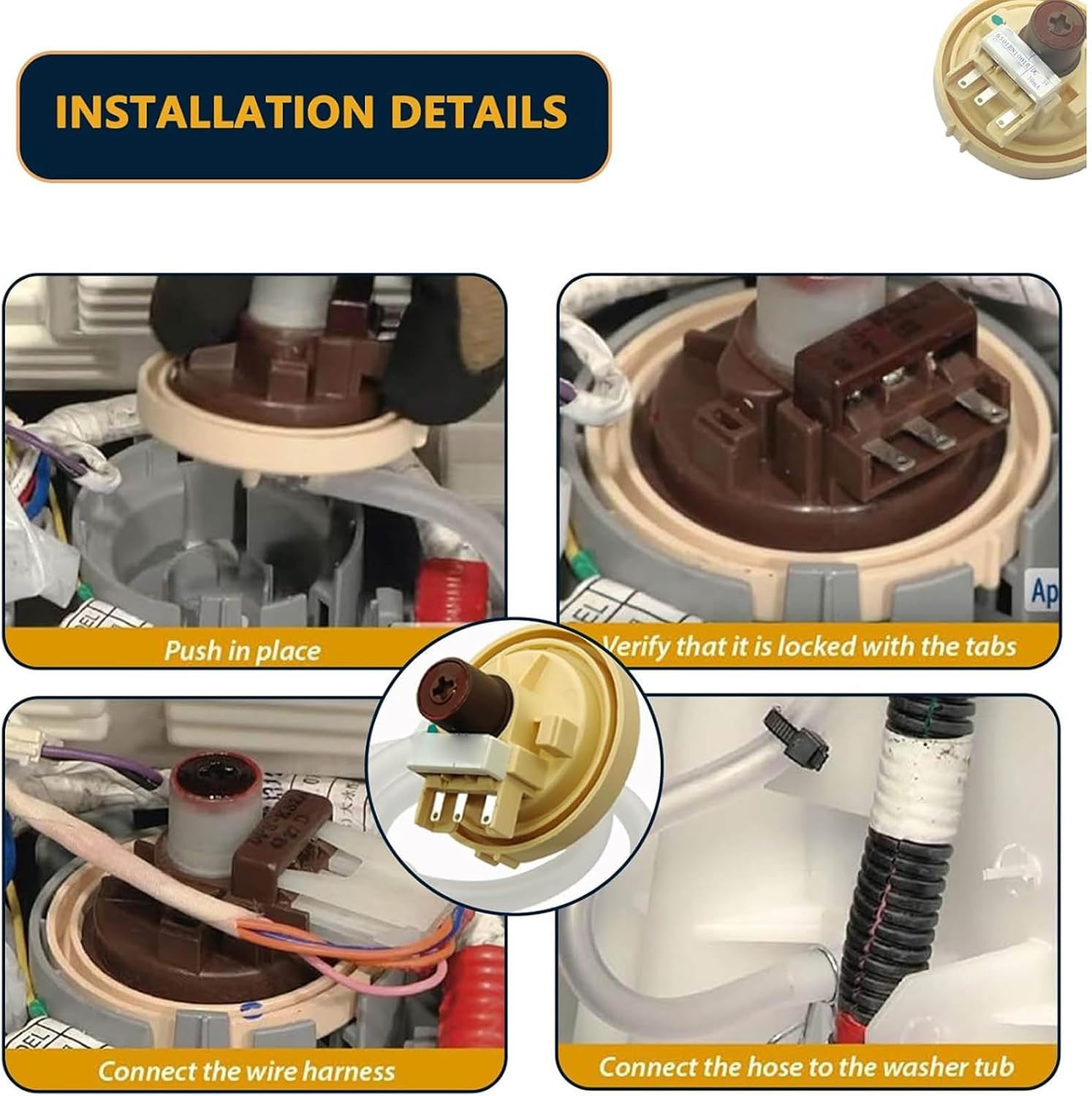 Washing Machine Water Level Pressure Sensor Switch 6501EA1001R Compatible for LG Washer 79629002010 79629472000