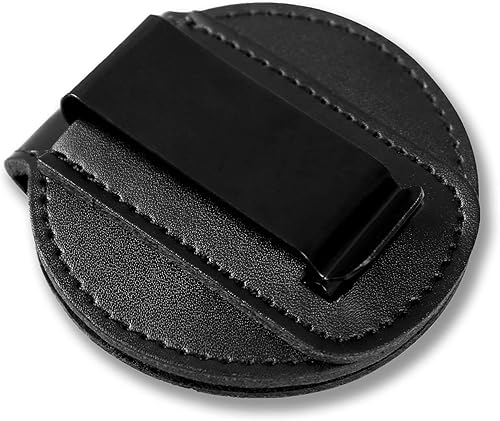 Miniatura 7 de Soporte para placa de policía, universal, hecho de piel de vaca, clip de metal para cinturón y cadena de acero inoxidable, soporte de cuero para