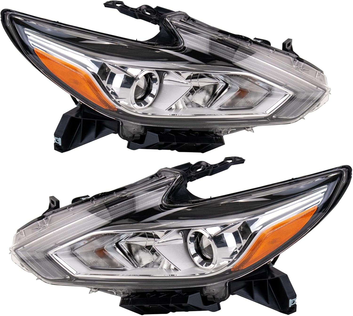 TRQ 2 Piece Headlight Assembly Set Halogen Driver & Passenger Side Compatible with Nissan Altima 2016-2018 Without LED Daytime Running Lights NI2502247 NI2503247 260109HS9A 260609HS9A