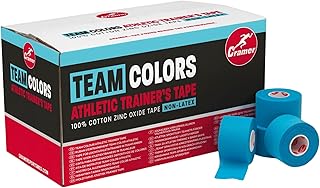 Team Color Athletic Tape, Blue, Latex-Free, 1.5" x 10yds, 32 Roll Bulk Case, Tearable Sports Tape for Wrists, Ankles, Baseball, Training, Strong Athletic Wrap for Athletes & Trainers