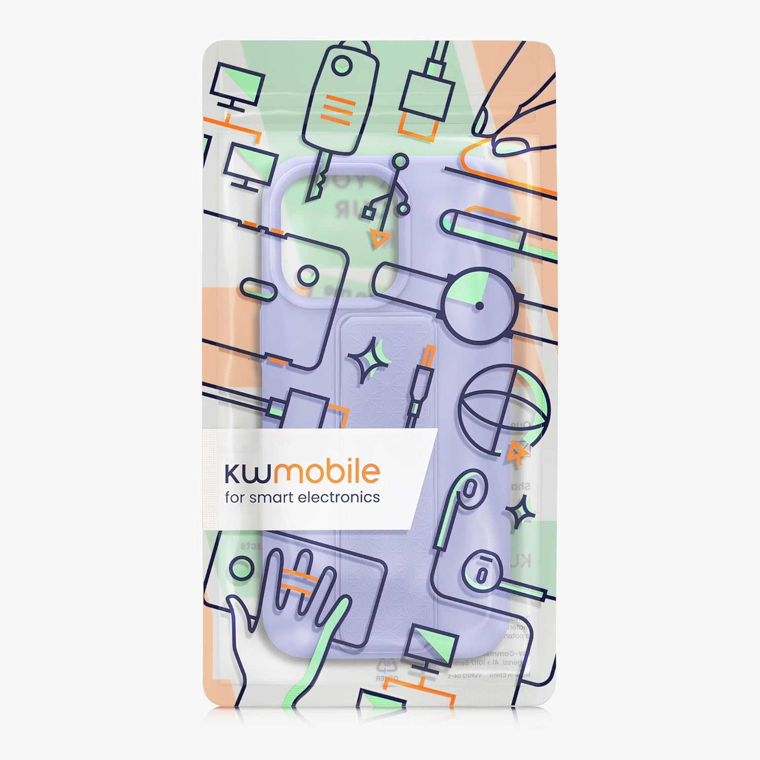 kwmobile Case Compatible with iPhone 15 Pro Max - Case with Hand Strap and Stand Soft TPU Silicone Coating - Lavender - Image 7
