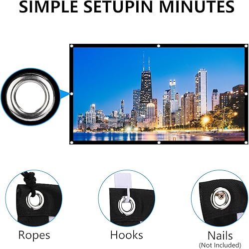 Miniatura 5 de Pantalla de proyector de 100 pulgadas, pantalla de proyector de película 4K HD 16:9 HD plegable y portátil, antiarrugas, para interiores y