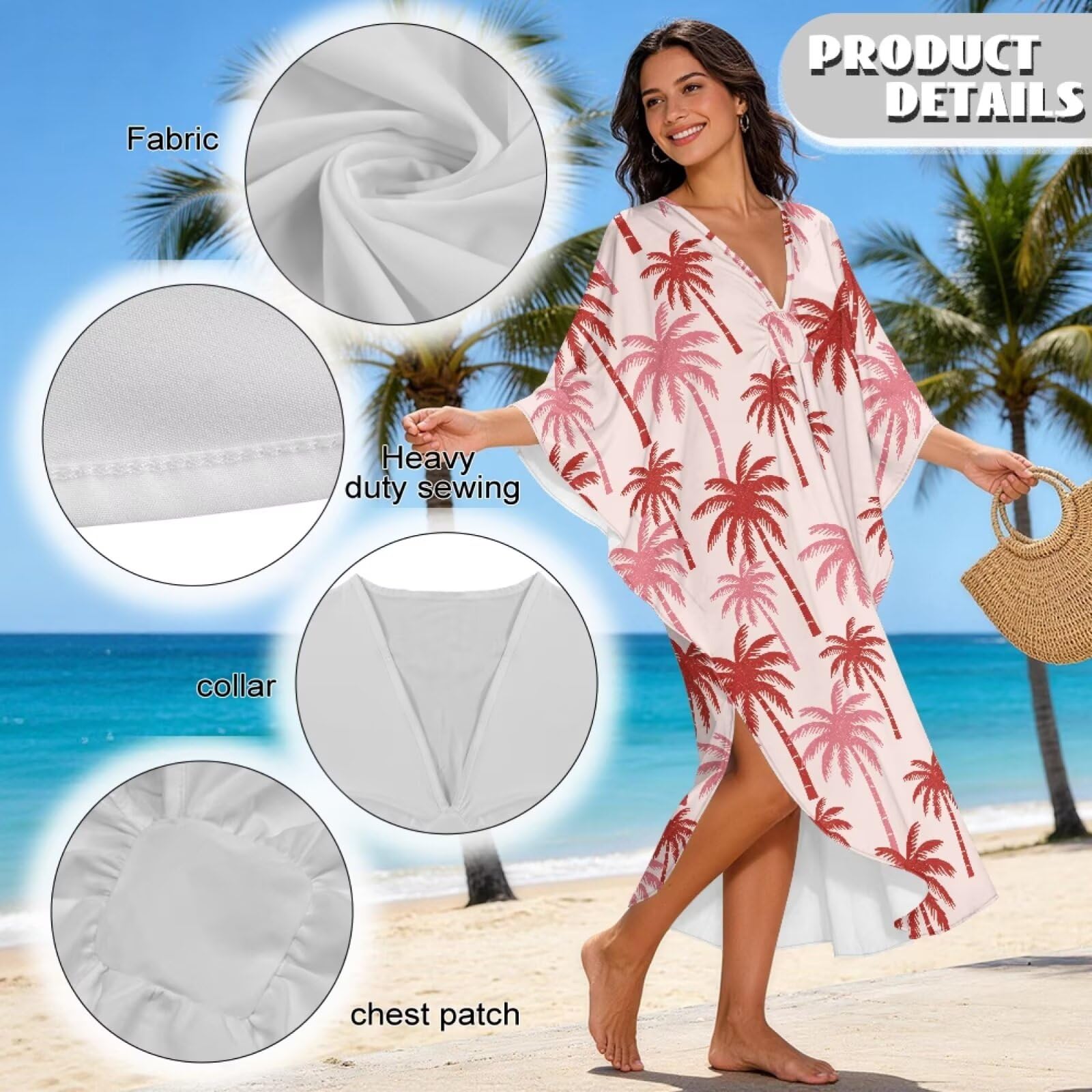 Copricostume estivo da donna, maxi abito da spiaggia con scollo a V, abbigliamento da resort per vacanze