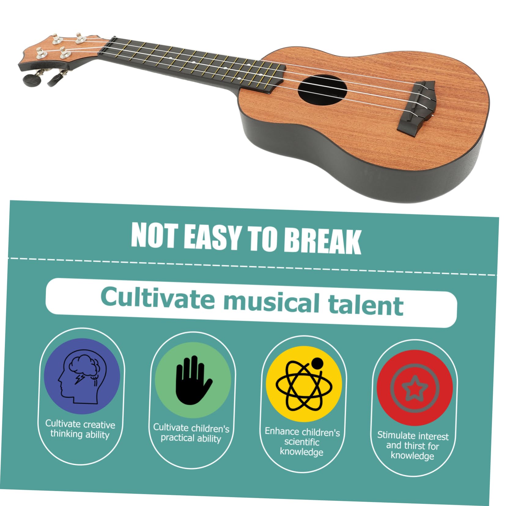 Yardwe Ukulele Soprano in Legno, Strumento Musicale a 4 Corde, per Ragazzo Ragazza, Studio e Pratica, per Principianti, 21 Pollici