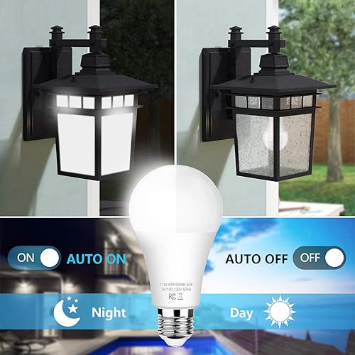 Miniatura 2 de Paquete de 6 bombillas LED del anochecer al amanecer, A19 de 11 W (equivalente a 100 vatios), encendido y apagado automático E26, 1200 lm, luz