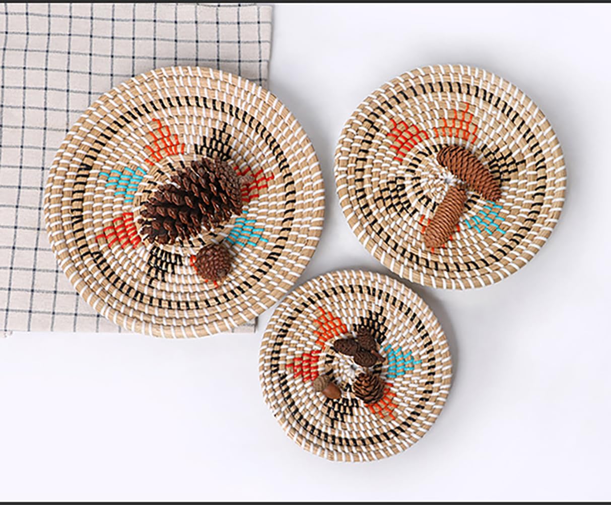 EFLALYHG Decoración de Pared con Cesta Tejida Colgante, Decoración de Pared Bohemia Tejida a Mano, Cesta de Hierba Marina Colgante de Pared, Cesta Tejida de Mimbre Colgante, Cesta Africana