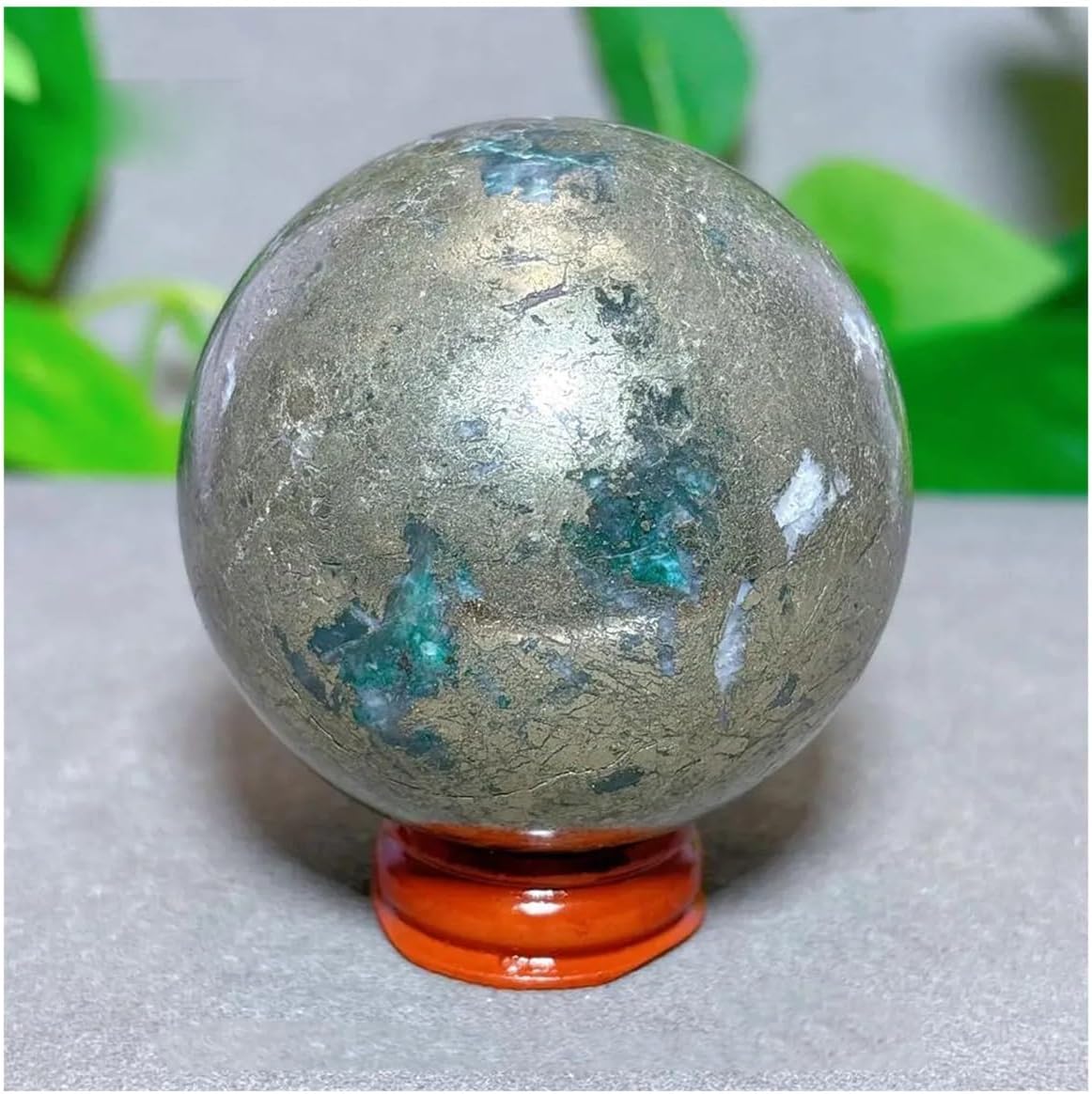 Crystal Stone Home Decor Green Japser Bubble Pyrite Sphere Crystal Natural Stone Quartz Home Decoration