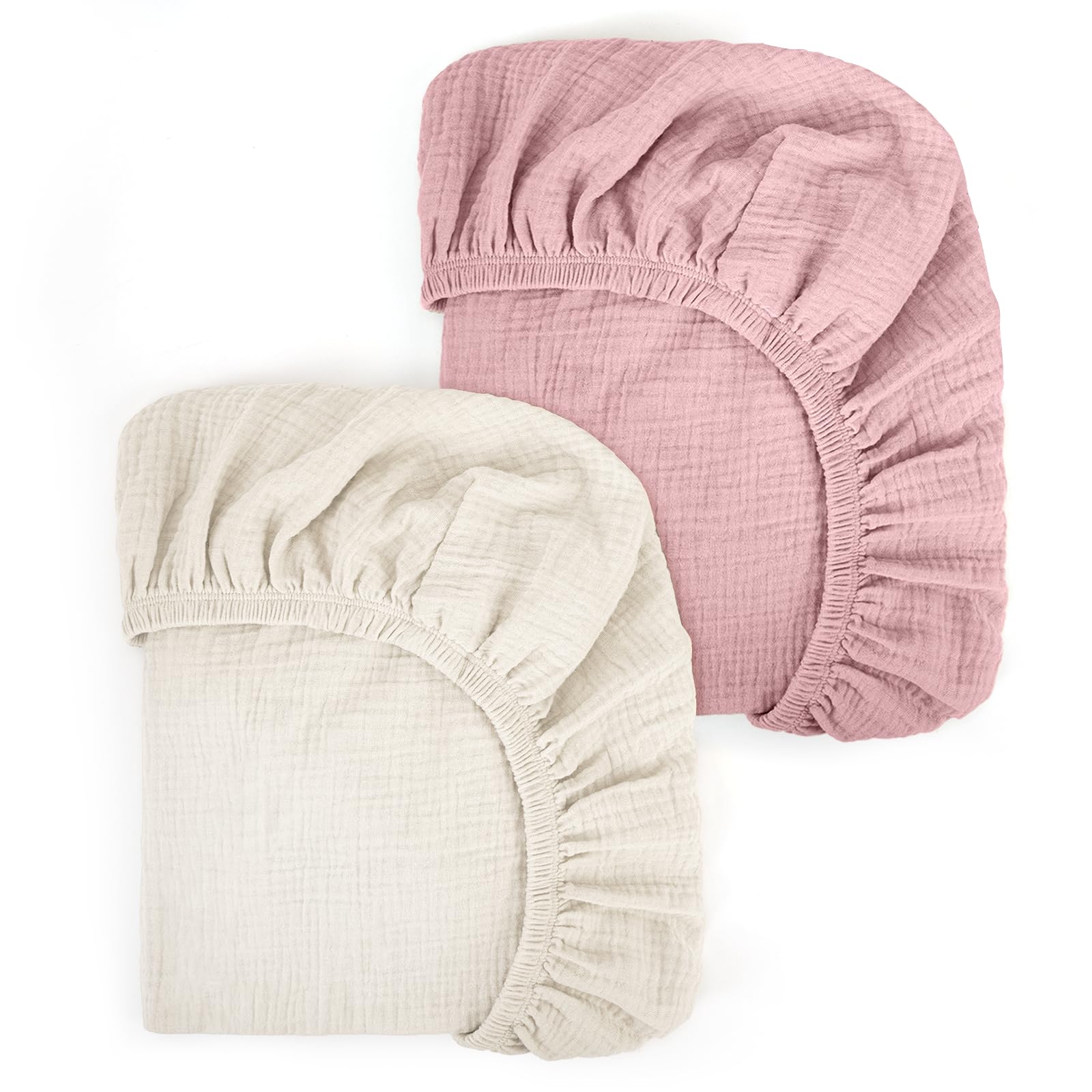 Peepeemax Lenzuola Navicella Universale Lenzuola Culla Neonato Lenzuola Carrozzina Neonato,100% Mussola di Cotone 70x32 70x35 75x35cm 80x40cm (Rosa)