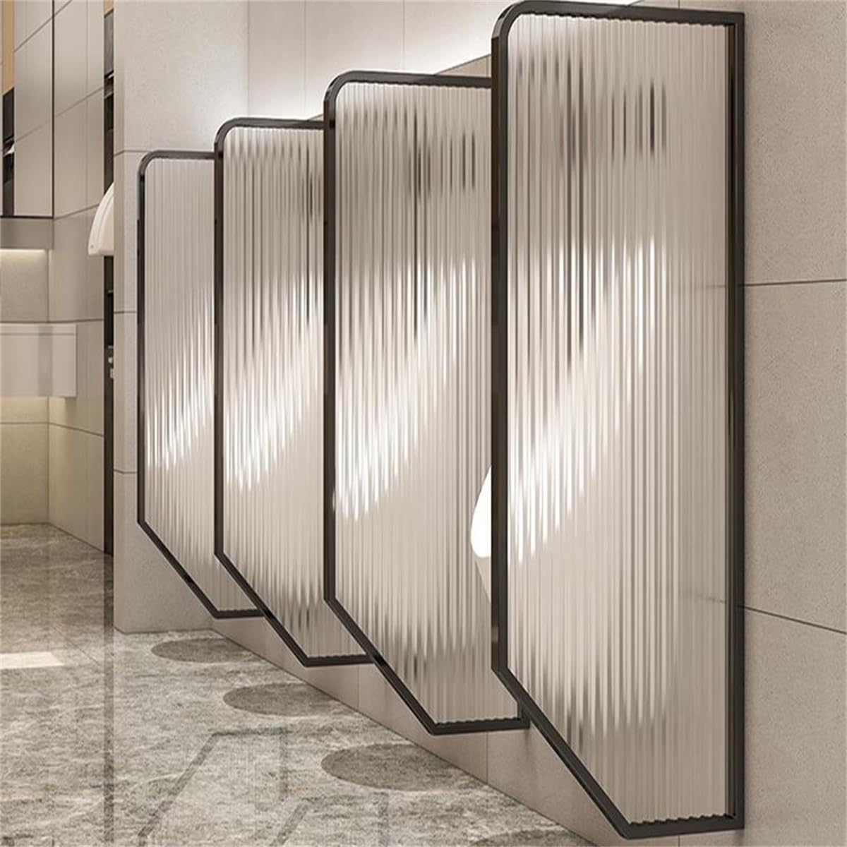 Separador de baño de acero inoxidable y vidrio templado resistente para urinario de adultos