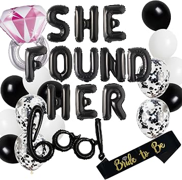 HOMEZZO Halloween Bachelorette Party Decoration - She Found Her Boo Bridal Shower Balloon Garland, Confetti Black White Ghost Balloon, Spooky Bride to Be Sash