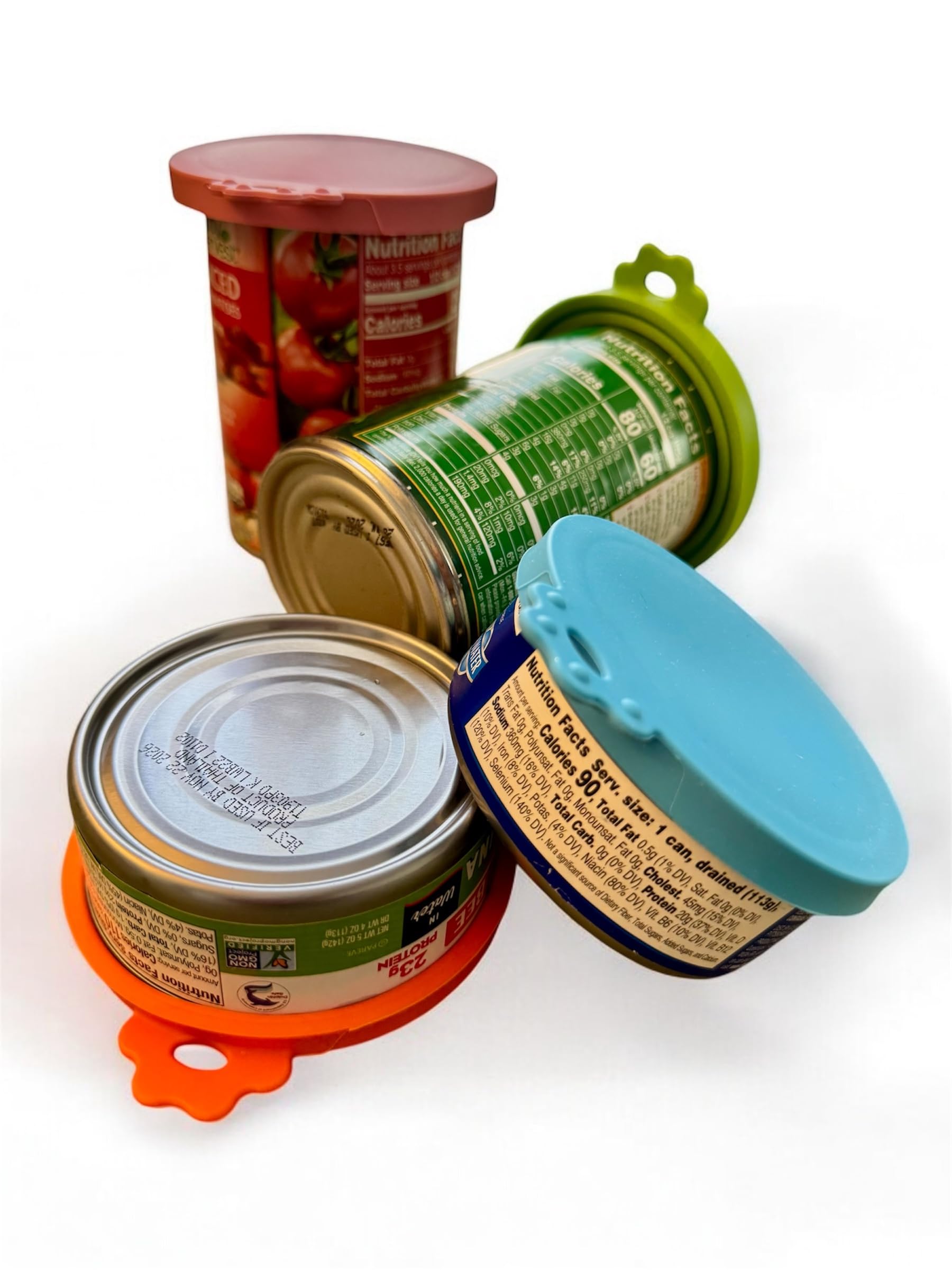 4 Pcs Silicone Pet Food Can Covers for Dog & Cat Food, Universal Size 3-in-1 Storage Container Lids, Reusable BPA-Free Silicone Lids, Fits 3 Standard Can Sizes, Airtight Seal for Pet Food Storage