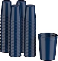 Vista 24 de PartyPrints Paquete de 100 vasos de plástico en blanco reutilizables de 16 onzas, color azul real, vasos para estadios a granel, libres de BPA