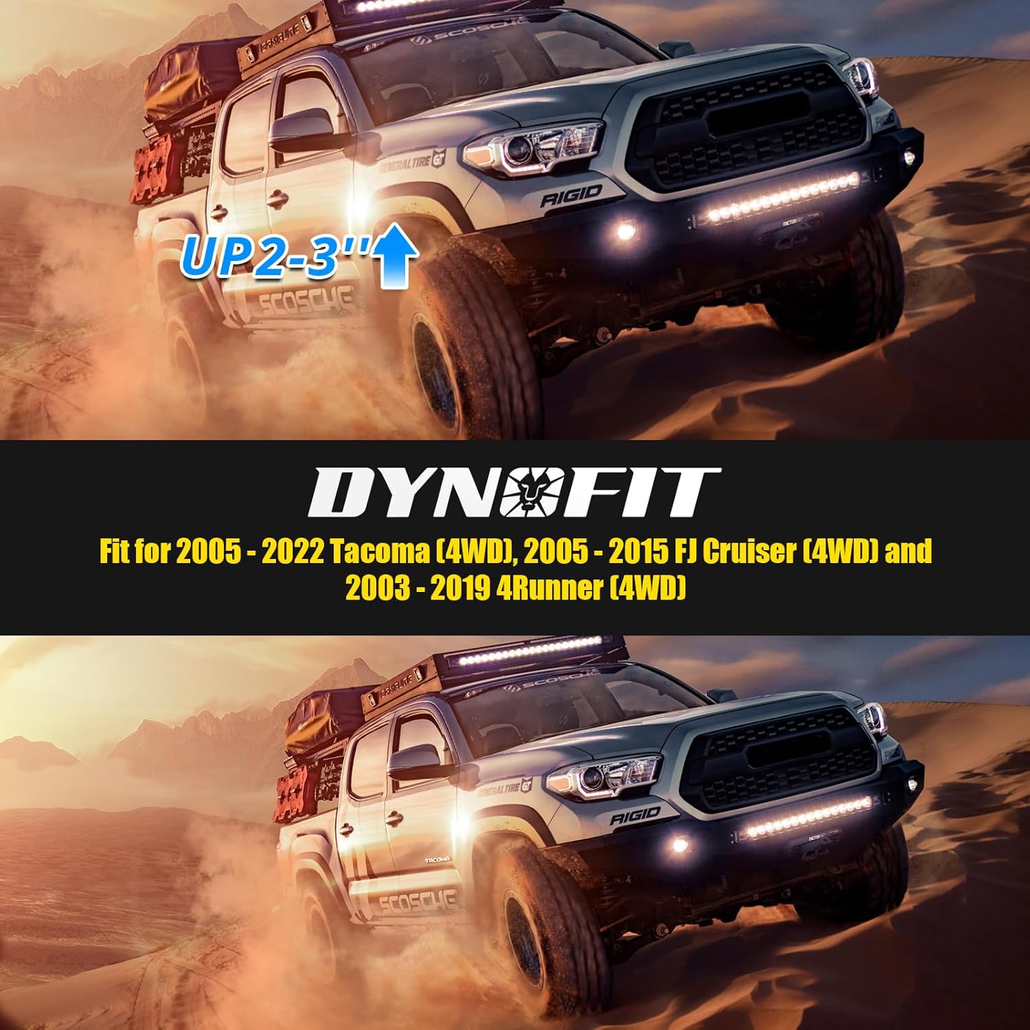 Dynofit Differential Drop Kit for 2005-2022 Tacoma 4WD, 2003-2019 4Runner, CNC Machined T6 Aircraft Billet Aluminum Diff Drop with Skid Plate Alignment Spacer Fit 2005-2015 Fj Cruiser 4X4 (Black)