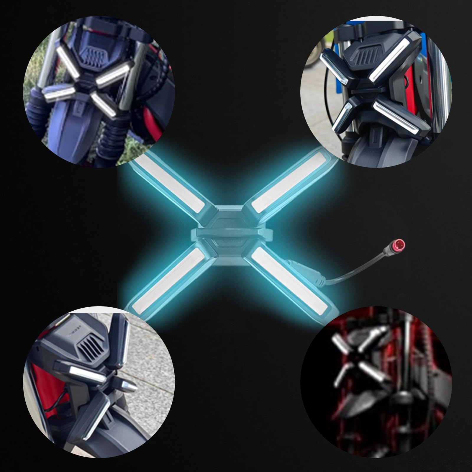 JOYSOG Faro anteriore luminoso a forma di X per scooter Ninebot ZT3/ZT3 Pro elettrico per bici elettrica