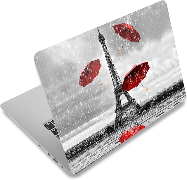 Laptop Skin Sticker Decal,12" 13" 13.3" 14" 15" 15.4" 15.6 inch Laptop Vinyl Skin Sticker Cover Art Protector Notebook PC (Free 2 Wrist Pad Included), Decorative Waterproof Removable,Eiffel Tower