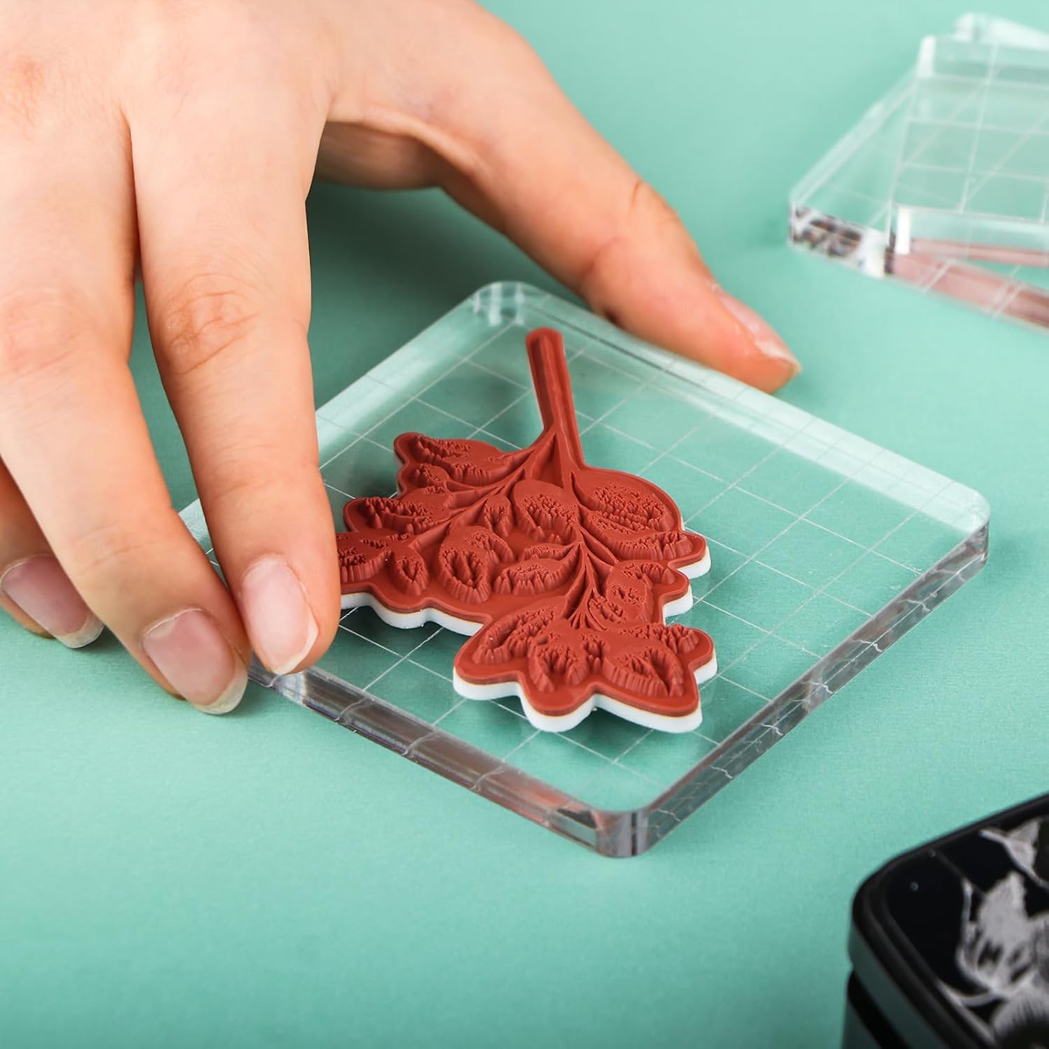 BAOFALI 10 Pieces Pressing Stamping Tool with Clear Acrylic Stamp Blocks Set Platform Craft Stamping Tools Card Making for Stamp Scrapbooking Embossing Craft
