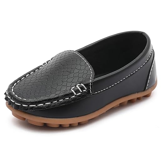 LONSOEN Toddler Little Kid Boys Girls Soft Slip On Loafers Dress Flat Shoes