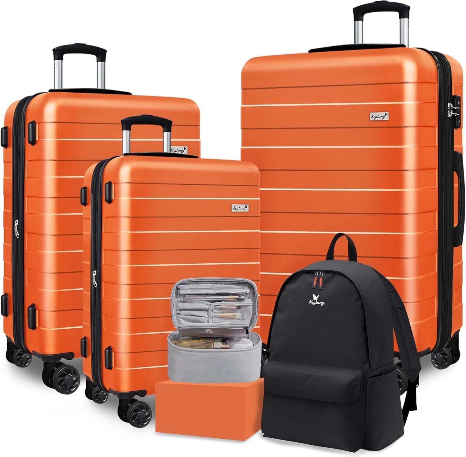 Zebra Luggage Sets 5 Piece by KEYTANG, Bonus Travel Backpack & Makeup Bag