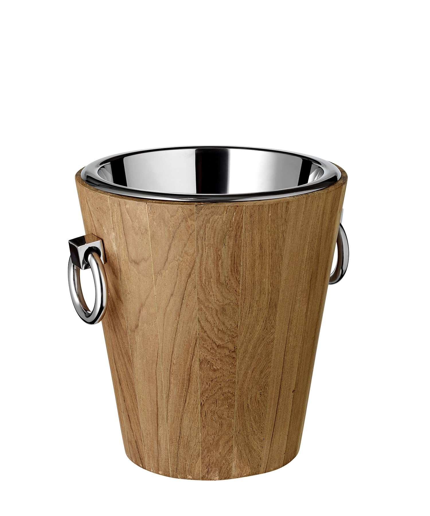 EDZARD Weinkühler St. Tropez (Höhe 32 cm, Ø 26 cm), Teakholz, innen Edelstahl, recyceltes Teak Holz