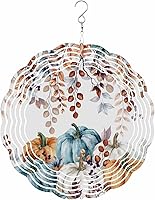 Vista 10 de Molinillo de viento de otoño, calabaza naranja, hoja de arce de acero inoxidable para patio y jardín, esculturas de viento Hapyy Fall Y'all de 10