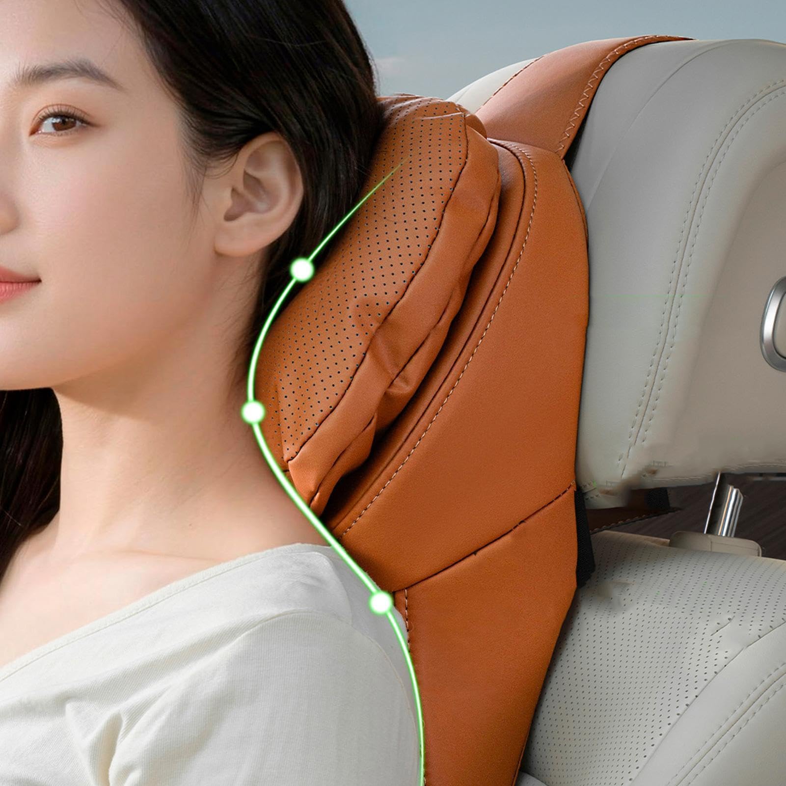 Oreiller De Nuque Voiture Coussin Ergonomique avec Sangle Ajustable | Oreiller Pour Voiture pour la conduite les trajets en camion en avion les déplacements