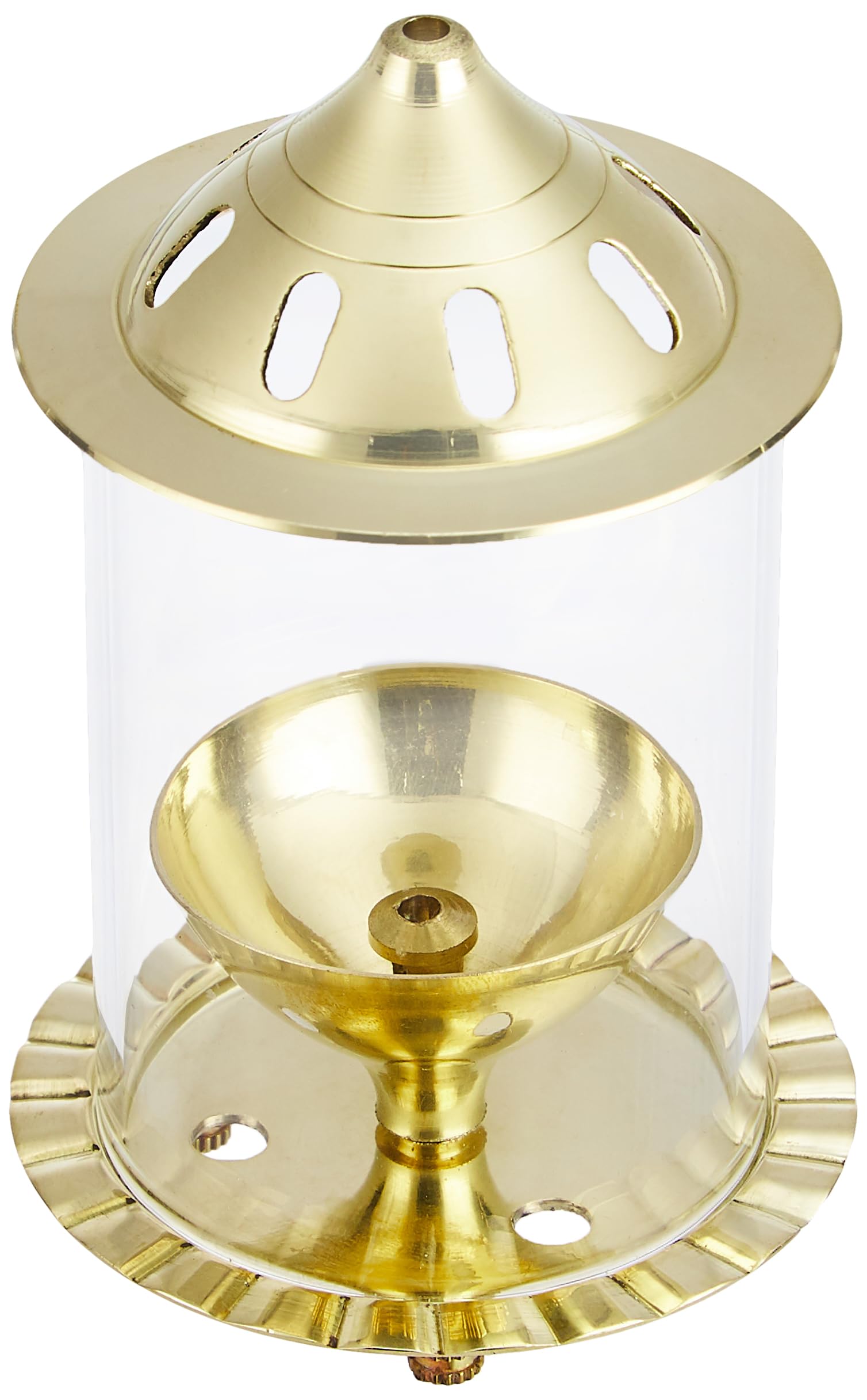 Amazon Brand - Solimo Akhand Diya/Oil Lamp with Glass Cover for Puja, Home Décor and Diwali, Brass (Small)-picture-28