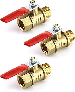 MAKINGTEC Ball Valve, 1/4" Male x 1/4" Male Brass Valve, Ball Valve with Vinyl Handle for Shutting Off Water, Oil, Gas, Air Compressors (3 Pcs)