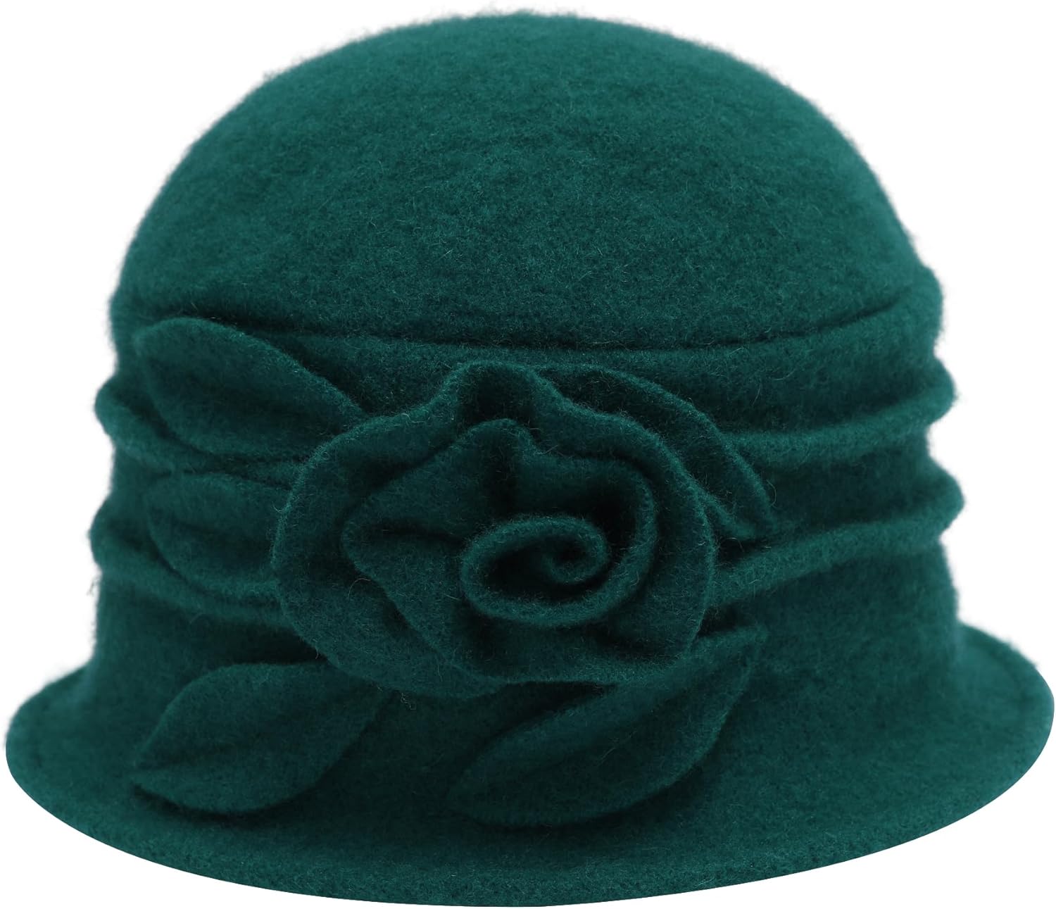 ZLYC Women Wool Cloche Bucket Hat 1920s Vintage Dress Winter Hats with Flower Accent