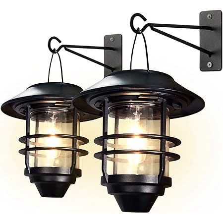 Amazon Co Jp ソーラーライト 屋外 ランタン ガーデニング エコ 防災 自動点灯 玄関先 車道 歩道 庭 ガーデン ベランダ エジソン電球 暖色 装飾照明 防水 吊り下げ アンティーク おしゃれ かわいい ２個セット Diy 工具 ガーデン